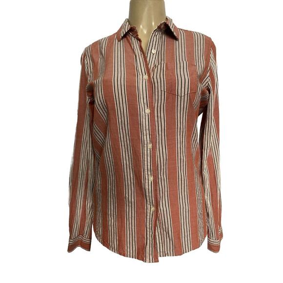 Trovata Birds of Paradise Top Shirt Gray Rust Brown Long Sleeve Button S… - Picture 1 of 6